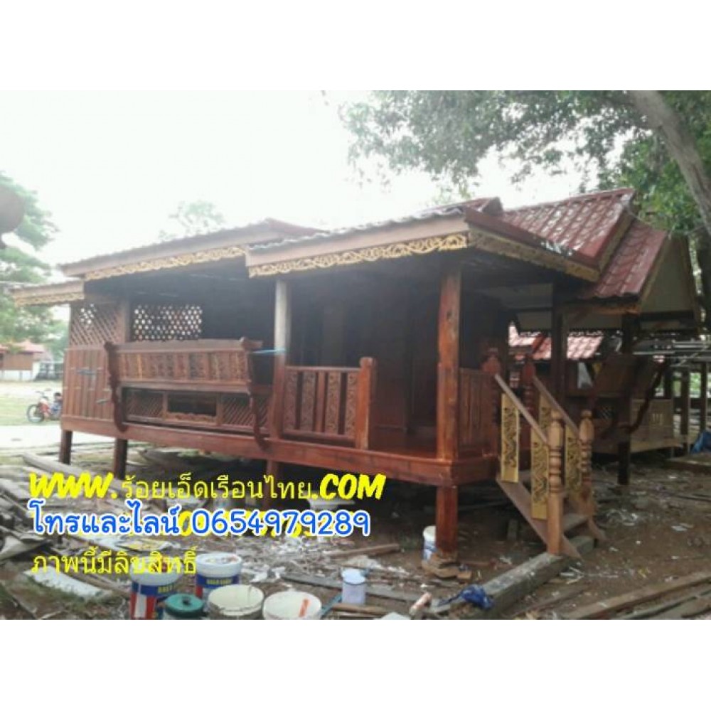บ้านระเบียงข้างแบบที่17 ขนาด 5.5×7+ศาลาไม้ บ้านระเบียงข้างแบบที่17 ขนาด 5.5×7+ศาลาไม้